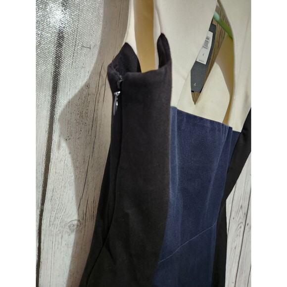 New Banana Republic Sloan Dress 4 Navy Colorblock Cutout Sheath V-Neck Old Money - Picture 11 of 14